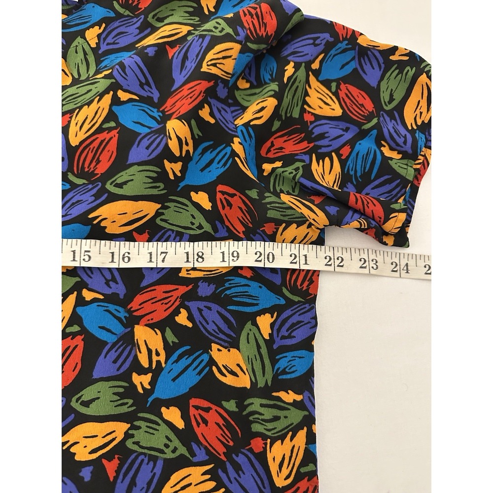 Vintage Anna and Frank 100% Silk Colorful Blouse Short Sleeve Top Large Boxy - Picture 5 of 6